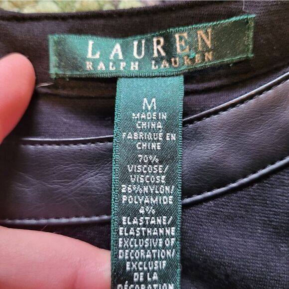 Ralph Lauren Ponte Faux Leather Trim Sheath Dress Black 6 - Picture 2 of 5